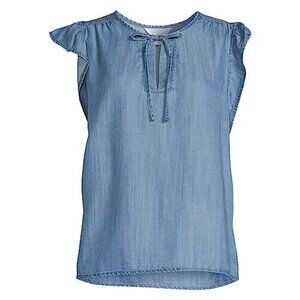 Time and Tru Women's Woven Ruffle Tank Top - Med Wash, XXXL -New